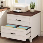 Lateral File Cabinet with 2 Deeper Drawers, Farmhouse Wooden Large Filing Storage Cabinet w/Hanging for Legal/Letter/A4 Size, Thick Tabletop