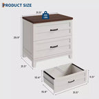 Classeur latéral à 2 tiroirs, meuble de rangement en bois avec tiroirs à extension complète pour dossiers légaux/lettres/A4