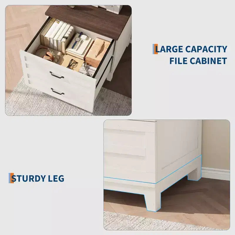 2-Drawer Lateral File Cabinet, Wooden Storage Cabinet with Full-Extension Drawers for Legal/Letter/A4 Files