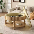 Table basse cannelée moderne du milieu du siècle avec rangement