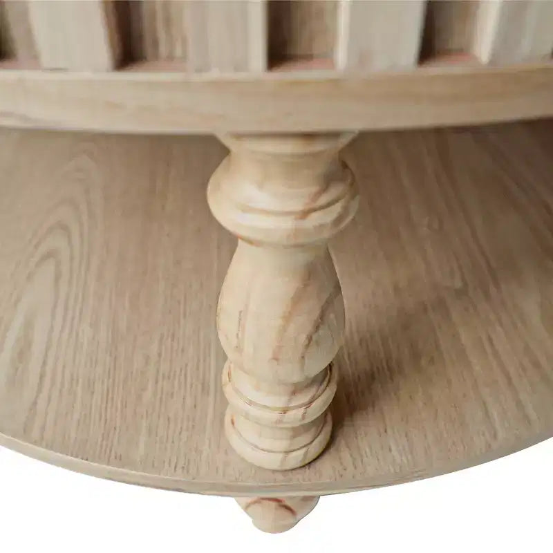 Mid Century Modern Fluted Coffee Table with Storage
