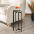 Round Glass Top Accent Table - Black Iron Frame