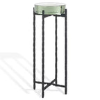 Table d'appoint ronde à plateau en verre - Structure en fer noir