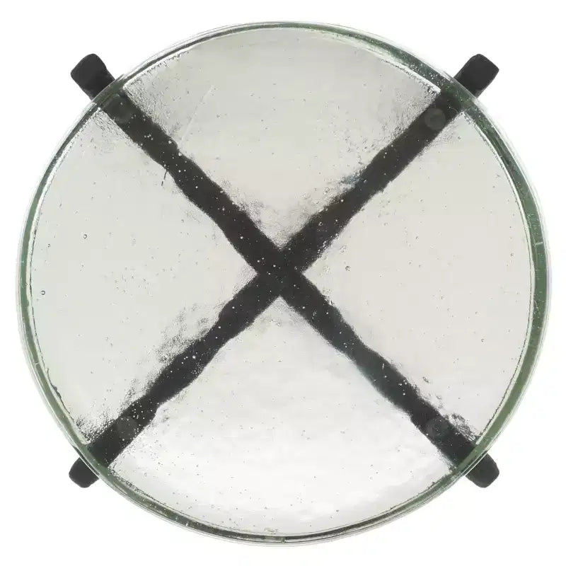 Round Glass Top Accent Table - Black Iron Frame