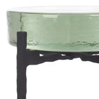 Table d'appoint ronde à plateau en verre - Structure en fer noir
