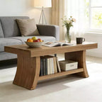 Table basse de style rustique avec étagère de rangement