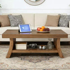 Table basse de style rustique avec étagère de rangement