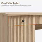 Bureau de direction de 60 pouces avec design cannelé et station de recharge - Fini naturel