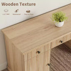 Bureau de direction de 60 pouces avec design cannelé et station de recharge - Fini naturel