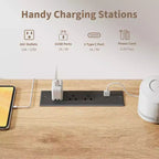Bureau de direction de 60 pouces avec design cannelé et station de recharge - Fini naturel