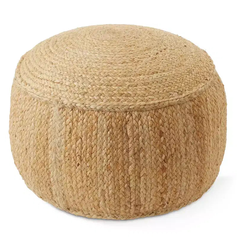 Braided Jute Pouf Ottoman, 22 W x 22 D x 14 H – Round & Square