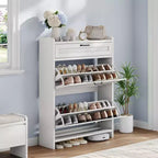 Meuble à chaussures avec tiroirs basculants et étagère supérieure pour entrée
