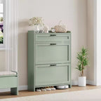 Shoe Cabinet for Entryway  [Number] Flip Drawers & Top Drawer, Wood Hidden Storage, Freestanding Narrow Organizer for Hallway, Living Room