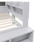Cadre de lit de repos pleine grandeur avec armoires de rangement et range-chaussures