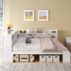 Cadre de lit de repos pleine grandeur avec armoires de rangement et range-chaussures