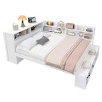 Cadre de lit de repos pleine grandeur avec armoires de rangement et range-chaussures