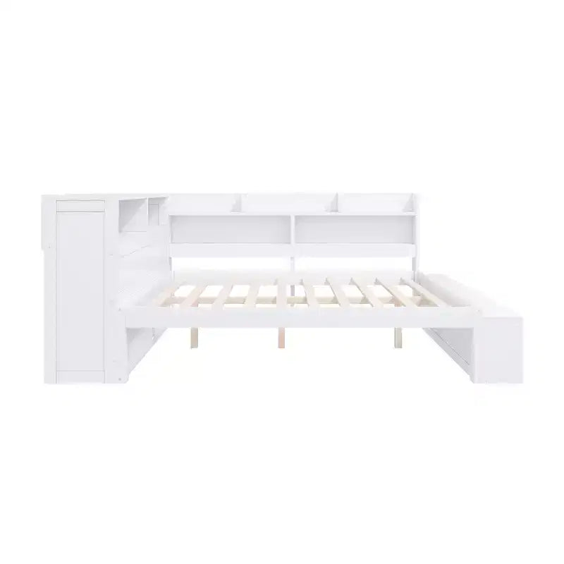 Full Size Daybed Frame with Storage Cabinets and Shoe Rack