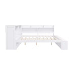 Cadre de lit de repos pleine grandeur avec armoires de rangement et range-chaussures