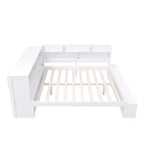 Cadre de lit de repos pleine grandeur avec armoires de rangement et range-chaussures