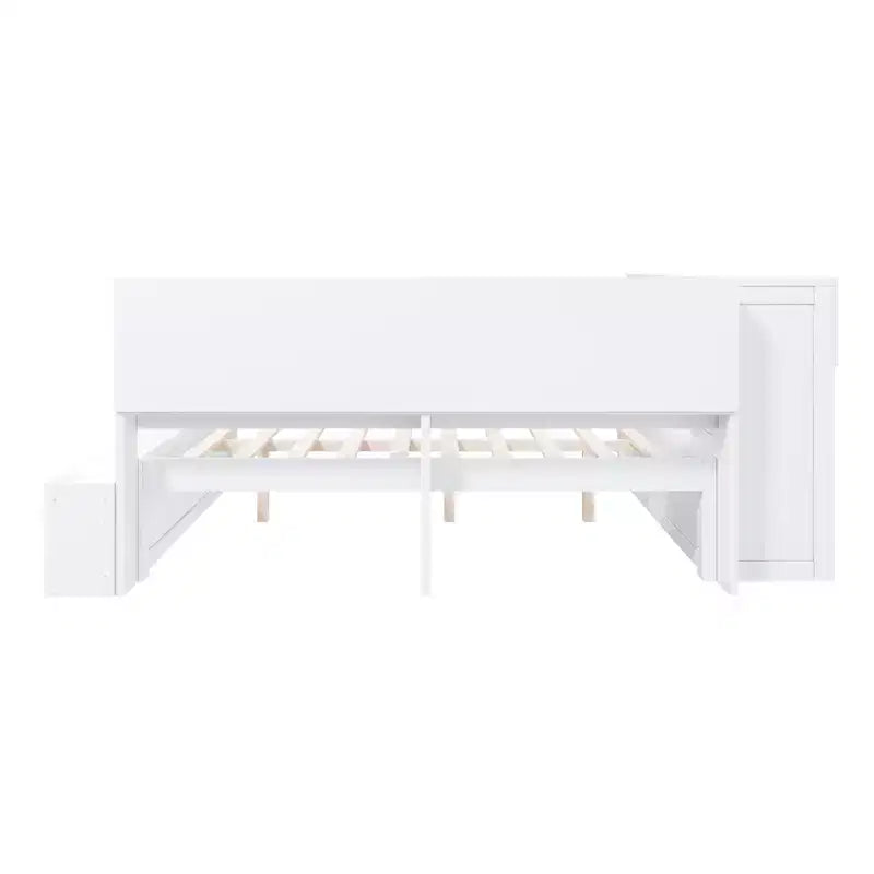Full Size Daybed Frame with Storage Cabinets and Shoe Rack