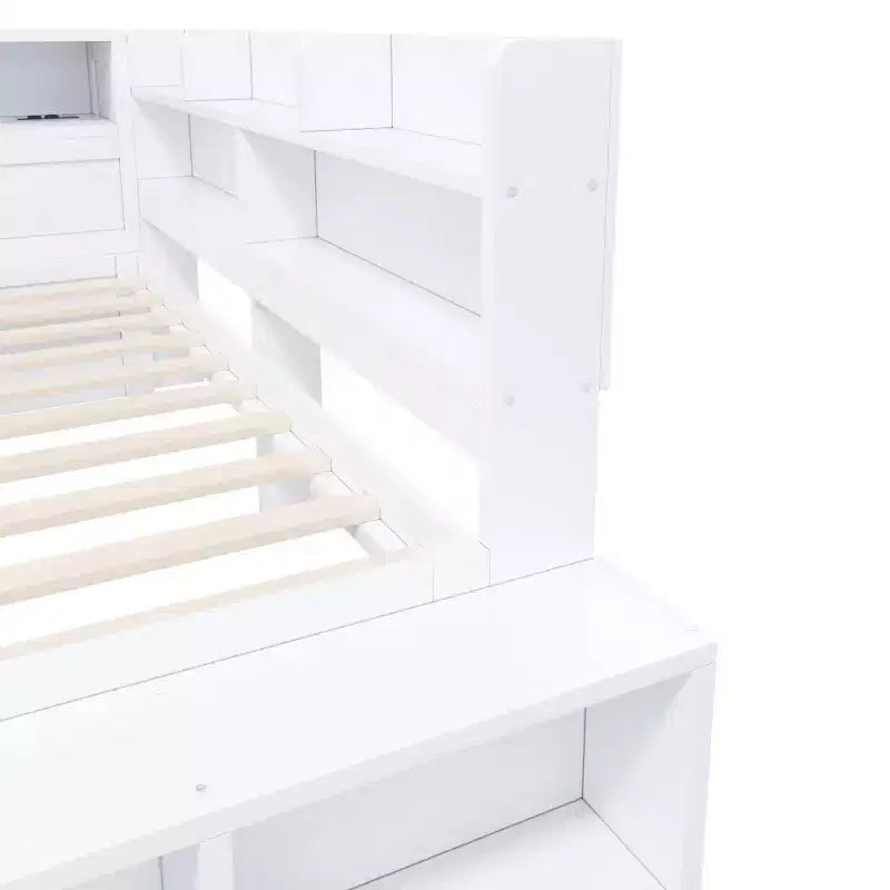 Full Size Daybed Frame with Storage Cabinets and Shoe Rack