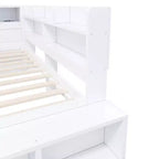 Cadre de lit de repos pleine grandeur avec armoires de rangement et range-chaussures