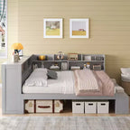 Cadre de lit de repos pleine grandeur avec armoires de rangement et range-chaussures