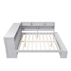 Cadre de lit de repos pleine grandeur avec armoires de rangement et range-chaussures
