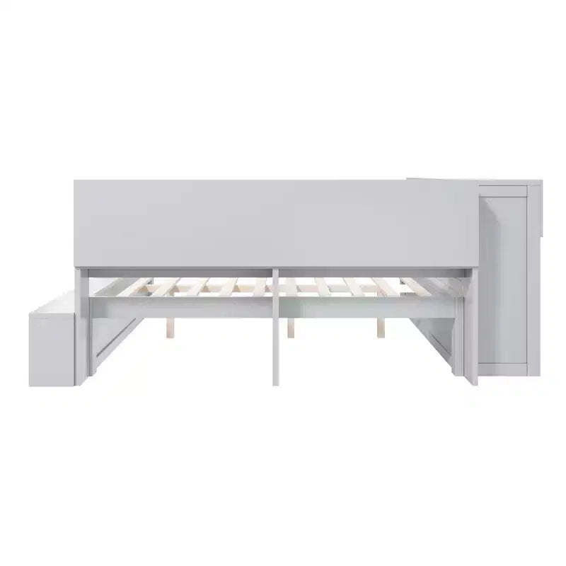 Full Size Daybed Frame with Storage Cabinets and Shoe Rack