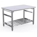 Stainless Steel Folding Table 48x30, Heavy-Duty Commercial Prep with 500 lbs Capacity, Adjustable Undershelf, Easy Assembly for Kitchen