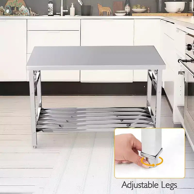 Stainless Steel Folding Work Table 48x30 Inch with Adjustable Undershelf