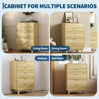 Commode en bois à 5 tiroirs cannelés avec profil incurvé