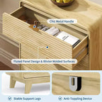Commode en bois à 5 tiroirs cannelés avec profil incurvé