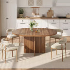 Table à manger ronde extensible pour 4 à 8 personnes, Table de cuisine en bois avec rallonge, Table de salle à manger ovale, Noyer