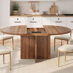 Table à manger ronde extensible pour 4 à 8 personnes, Table de cuisine en bois avec rallonge, Table de salle à manger ovale, Noyer
