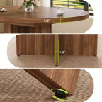 Table à manger ronde extensible pour 4 à 8 personnes, Table de cuisine en bois avec rallonge, Table de salle à manger ovale, Noyer