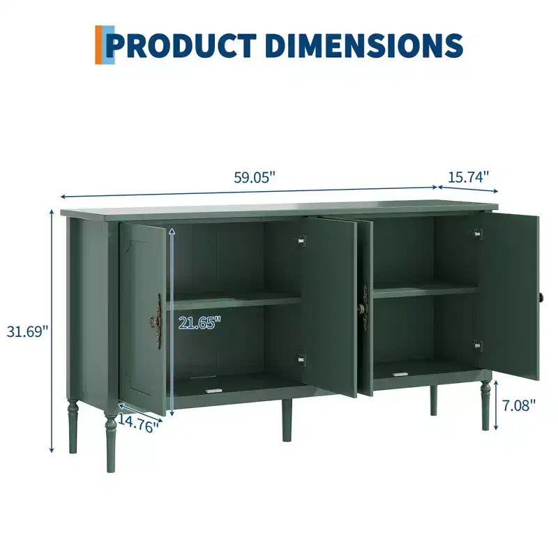 59-Inch Buffet Cabinet with 4 Doors and 2 Adjustable Shelves