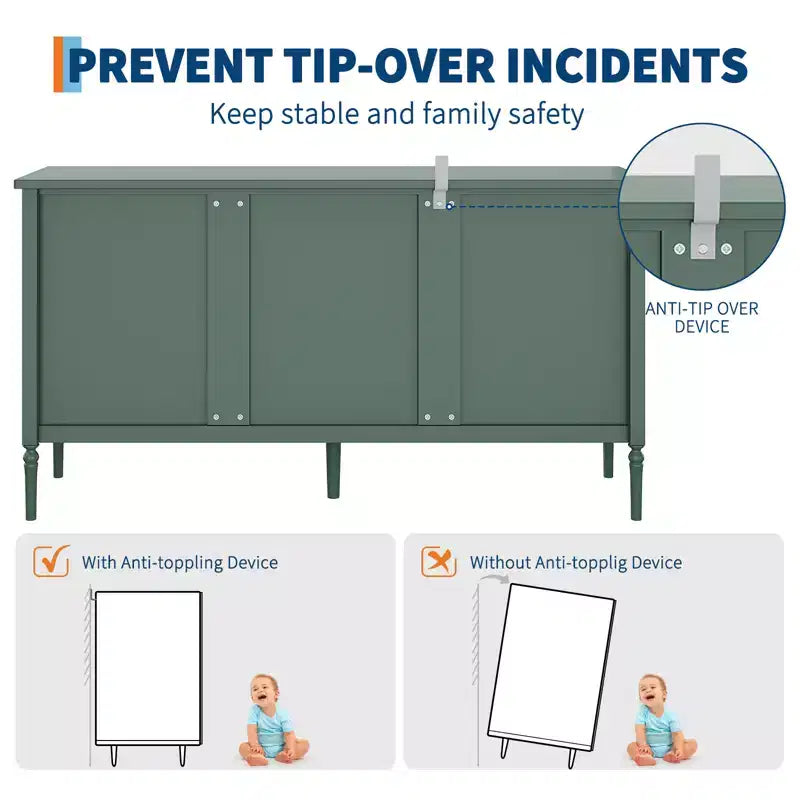 59-Inch Buffet Cabinet with 4 Doors and 2 Adjustable Shelves