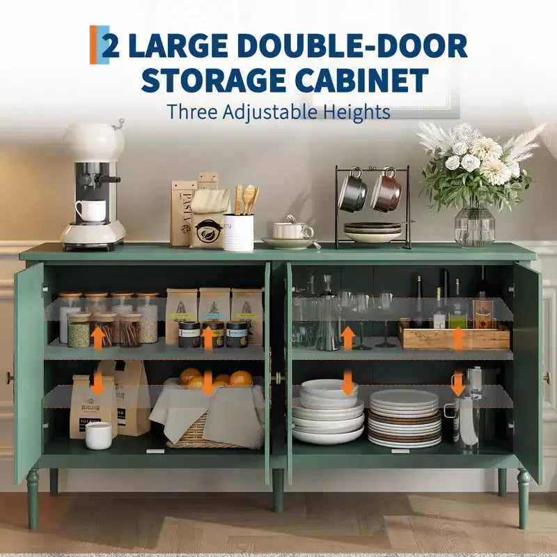 59-Inch Buffet Cabinet with 4 Doors and 2 Adjustable Shelves
