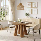 Table de salle à manger ronde de 119 cm pour 4 à 6 personnes, plateau en MDF avec piètement à 4 pieds