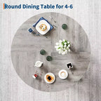 Table de salle à manger ronde de 119 cm pour 4 à 6 personnes, plateau en MDF avec piètement à 4 pieds