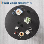 Table de salle à manger ronde de 119 cm pour 4 à 6 personnes, plateau en MDF avec piètement à 4 pieds