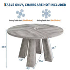 Table de salle à manger ronde de 119 cm pour 4 à 6 personnes, plateau en MDF avec piètement à 4 pieds