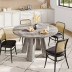 Table de salle à manger ronde de 119 cm pour 4 à 6 personnes, plateau en MDF avec piètement à 4 pieds