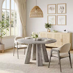 Table de salle à manger ronde de 119 cm pour 4 à 6 personnes, plateau en MDF avec piètement à 4 pieds