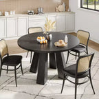 Table de salle à manger ronde de 119 cm pour 4 à 6 personnes, plateau en MDF avec piètement à 4 pieds