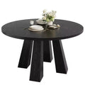 Modern Farmhouse Round Dining Table for 4-6  Walnut Wood, Robust 4-Leg Base  Space-Saving Circle Table for Kitchen, Dining Room, Apartment