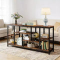 NAYSAYE Rustic Console Table Industrial Sofa Side Table Multi Shelf Wood Metal Storage Rack for Living Room Entryway, Black, 70.92*11.82*35.46