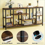 Console industrielle rustique avec étagères de rangement multiples pour salon ou entrée