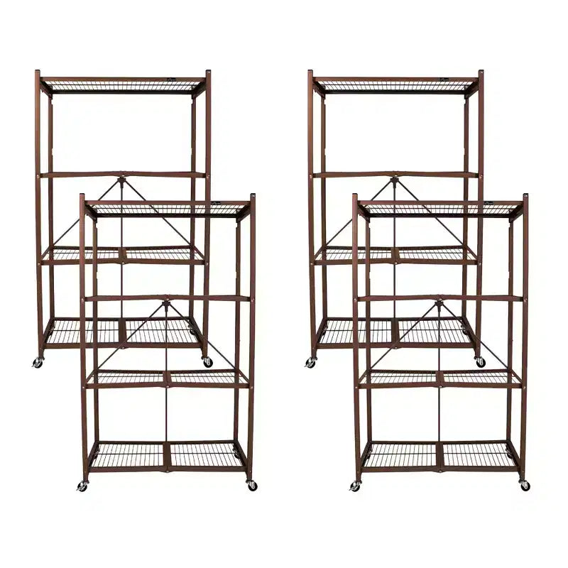 4 Tier Multipurpose Folding Storage Unit Rolling Organization Rack with Set of 4 Magnetic Wire Shelf Waterproof Liners